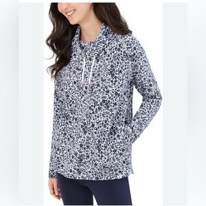 Joules Women's Nadia Ribbed Sweatshirt Floral Design Size 8 Cowl Neck Cotton